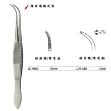 金钟眼科镊JD1080 10cm 弯有钩 WD