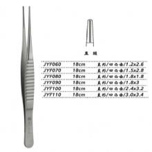 金钟组织镊JYF060 18cm 直形 凹凸齿 1.2×2.6