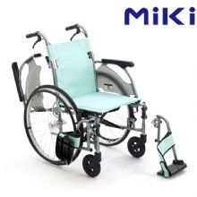 MIKI三贵手动轮椅车CRT-3 蓝色 A-19B扶手可掀，挂脚可拆卸 小型便携轮椅 旅行携带方便
