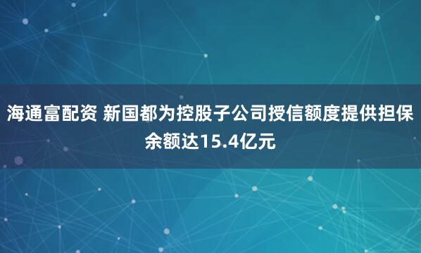 海通富配资 新国都为控股子公司授信额度提供担保余额达15.4亿元