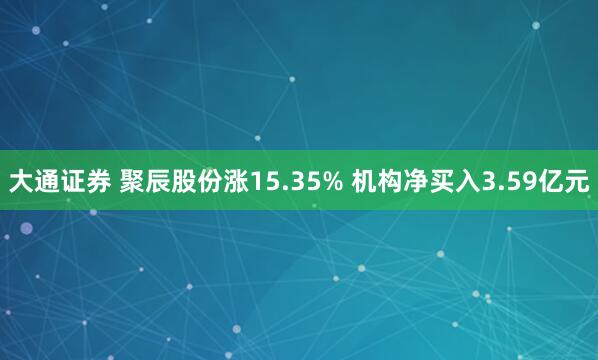 大通证券 聚辰股份涨15.35% 机构净买入3.59亿元