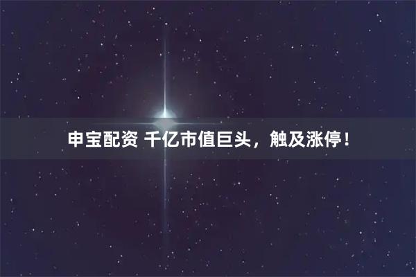 申宝配资 千亿市值巨头，触及涨停！